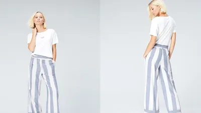 find. Women's High Waist Wide-Leg Wide Stripe Pants
