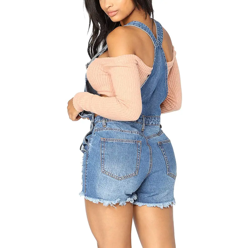 Luvamia Ripped Short Overalls