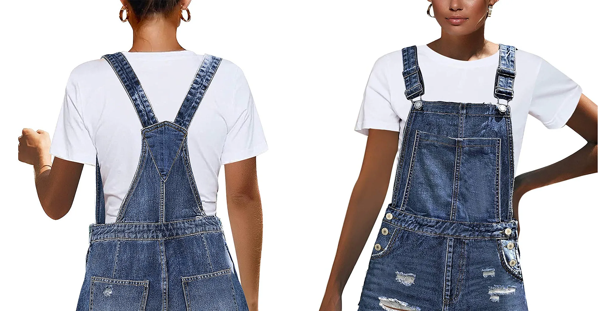 Luvamia Ripped Short Overalls