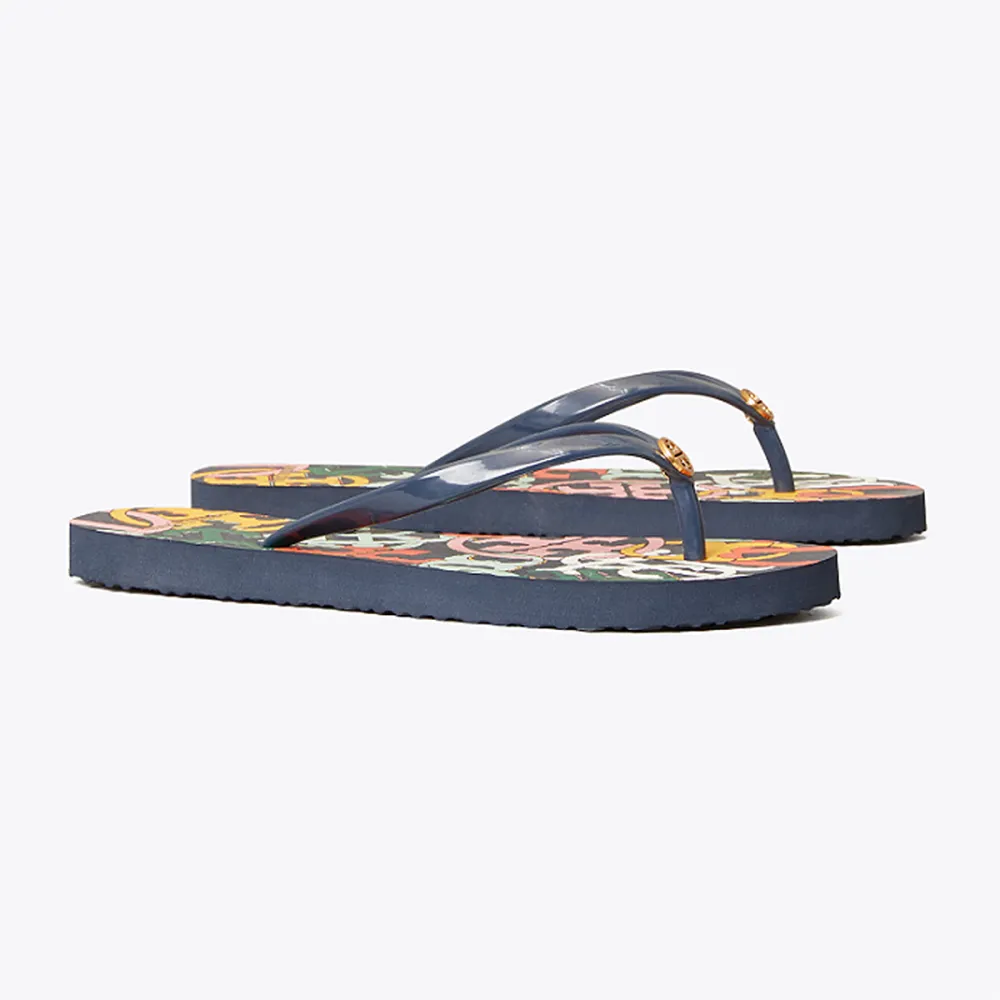 Printed Thin Flip-Flop in Perfect Navy/Medley Logo