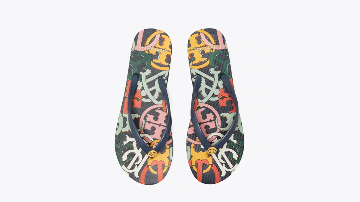 Printed Thin Flip-Flop in Perfect Navy/Medley Logo