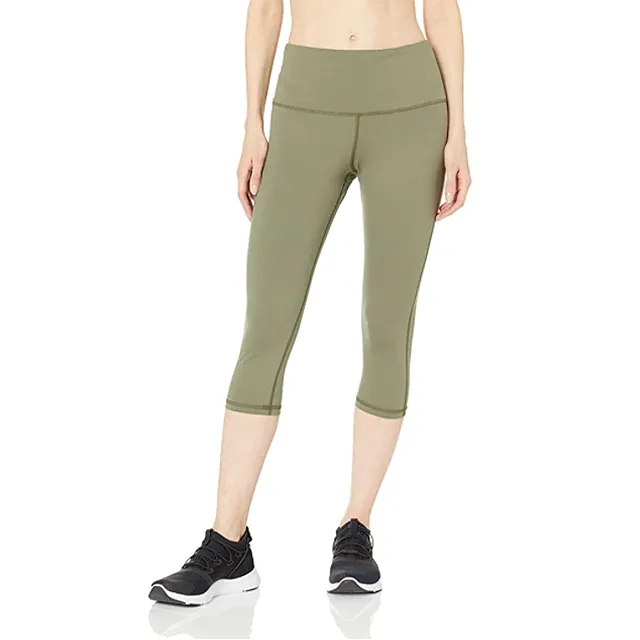 Amazon Essentials Women's Studio Sculpt High-Rise Capri Yoga Legging (Light Olive)