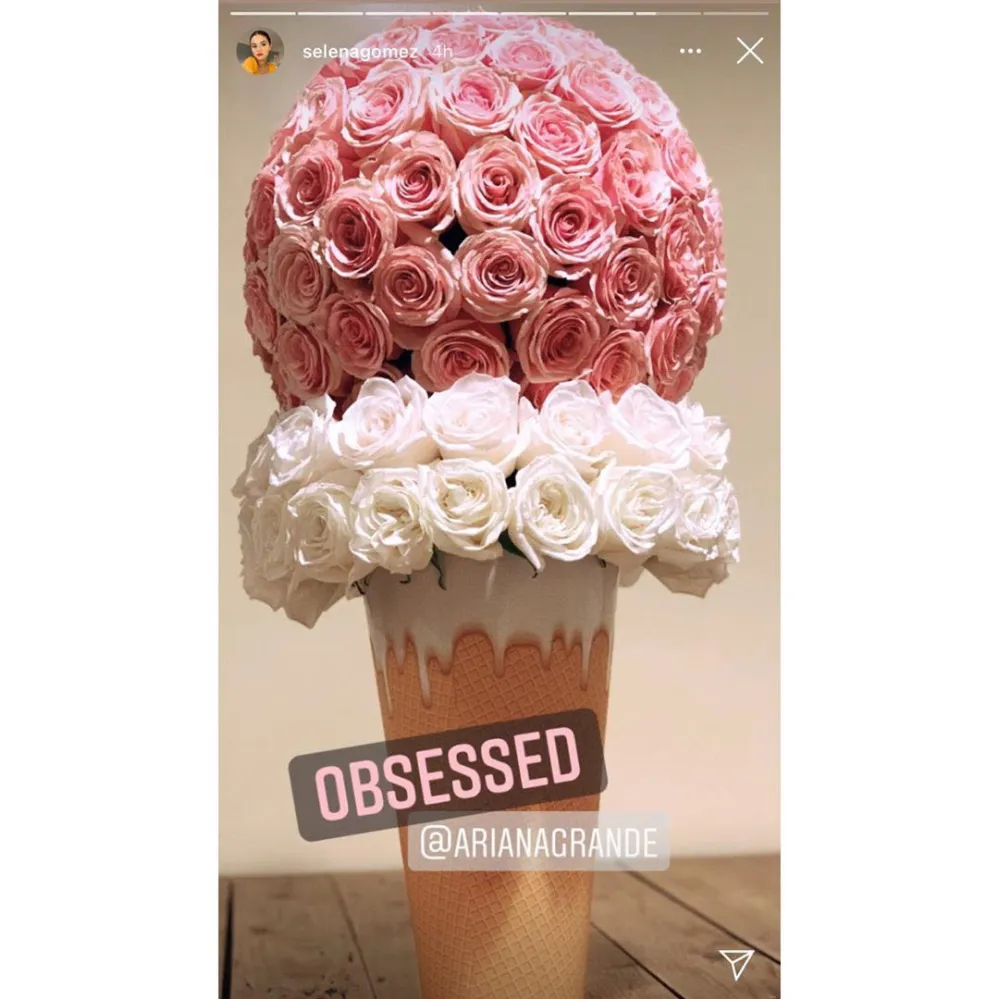 Ariana Grande Sends Selena Gomez Ice Cream-Shaped Flowers Mark Song Debut