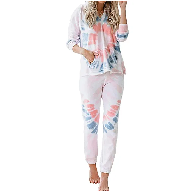 Azokoe Women's Tie Dye Printed Pajamas Set