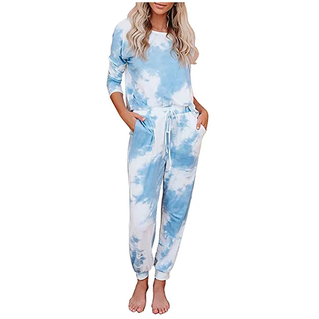 Azokoe Women's Tie Dye Printed Pajamas Set