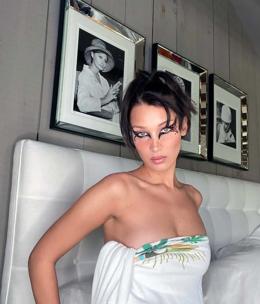 Bella Hadid Shows Off Her Fierce Makeup Artist Skills Nearly Naked