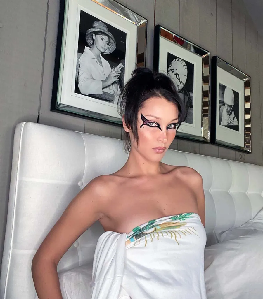 Bella Hadid Shows Off Her Fierce Makeup Artist Skills Nearly Naked