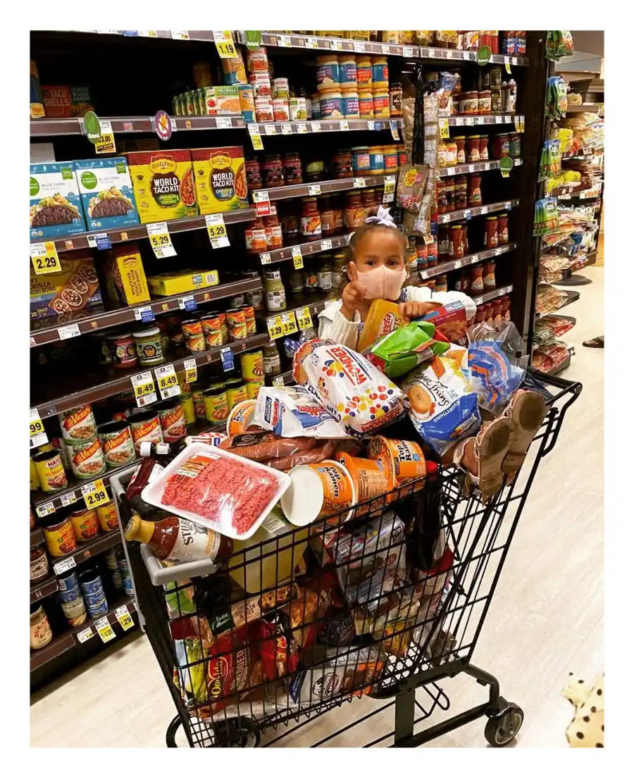 Chrissy Teigen Luna Pink Mask Grocery Shopping