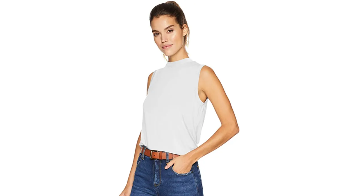 Daily Ritual Women's Jersey Sleeveless Boxy Mock-Neck Shirt