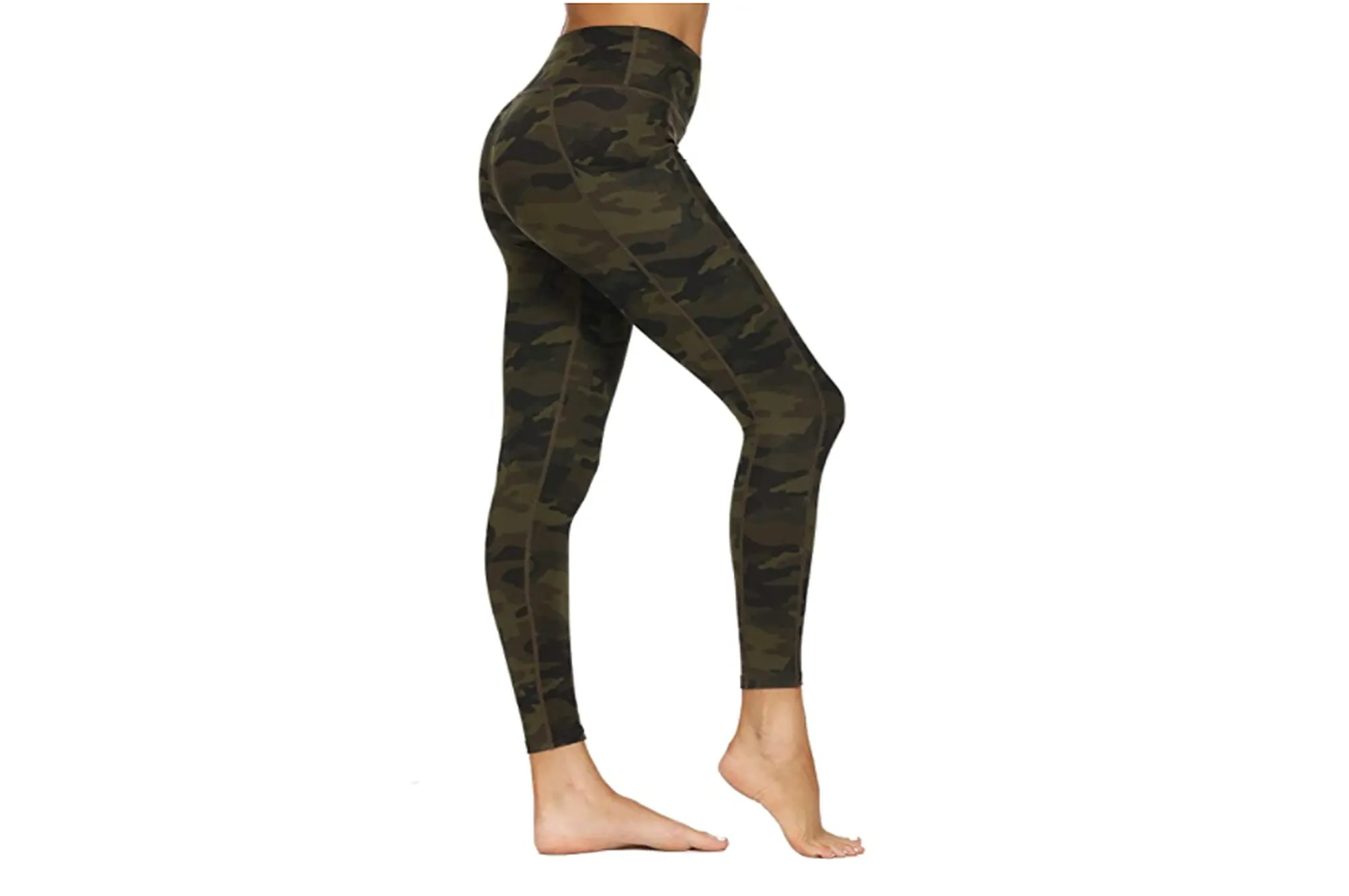 Houmous Women's High Waisted Pattern Yoga Pants 7-8 Length Leggings (Deep Green Camo)