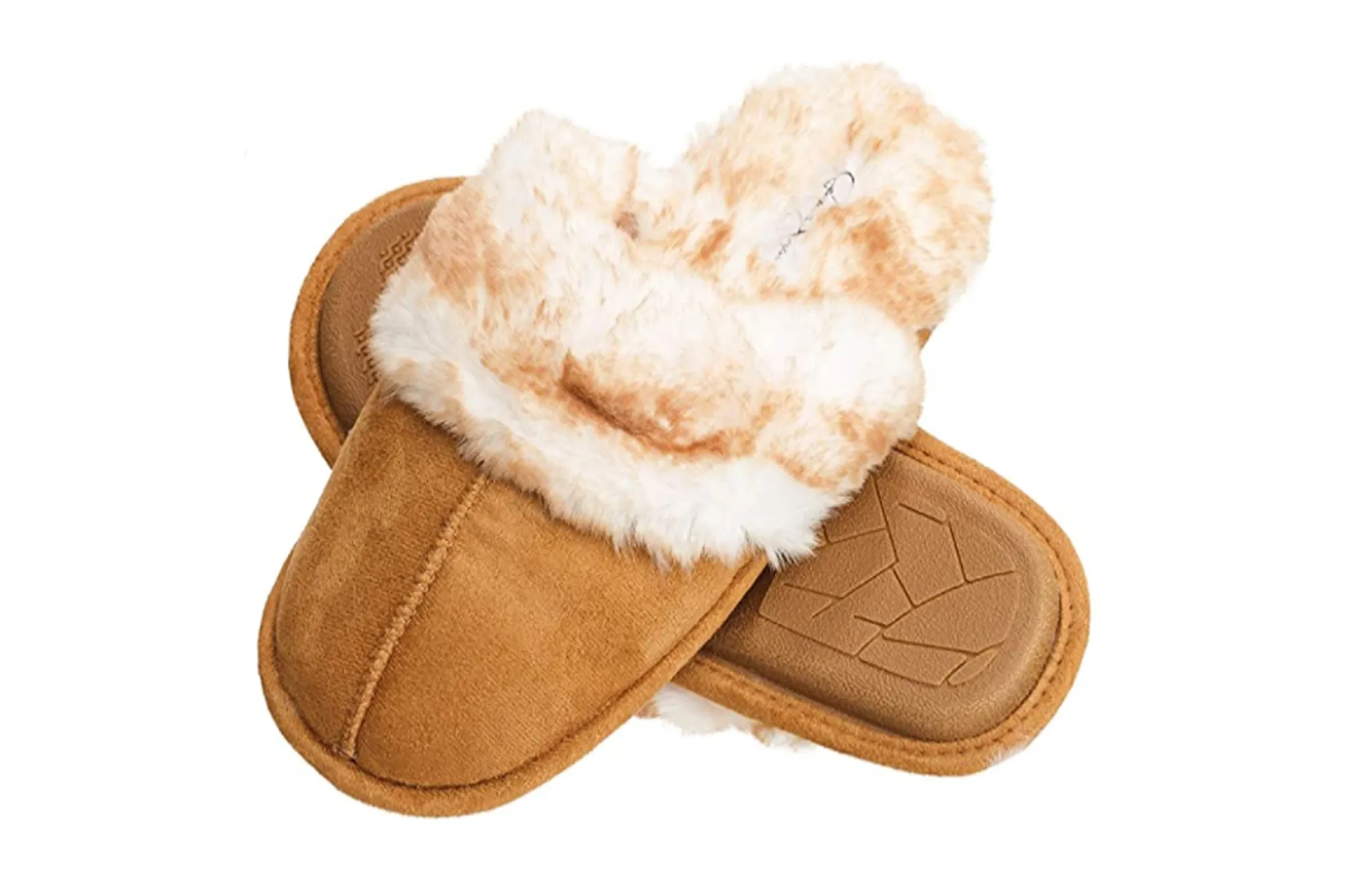 Jessica Simpson Women's Comfy Faux Fur House Slipper (Tan)