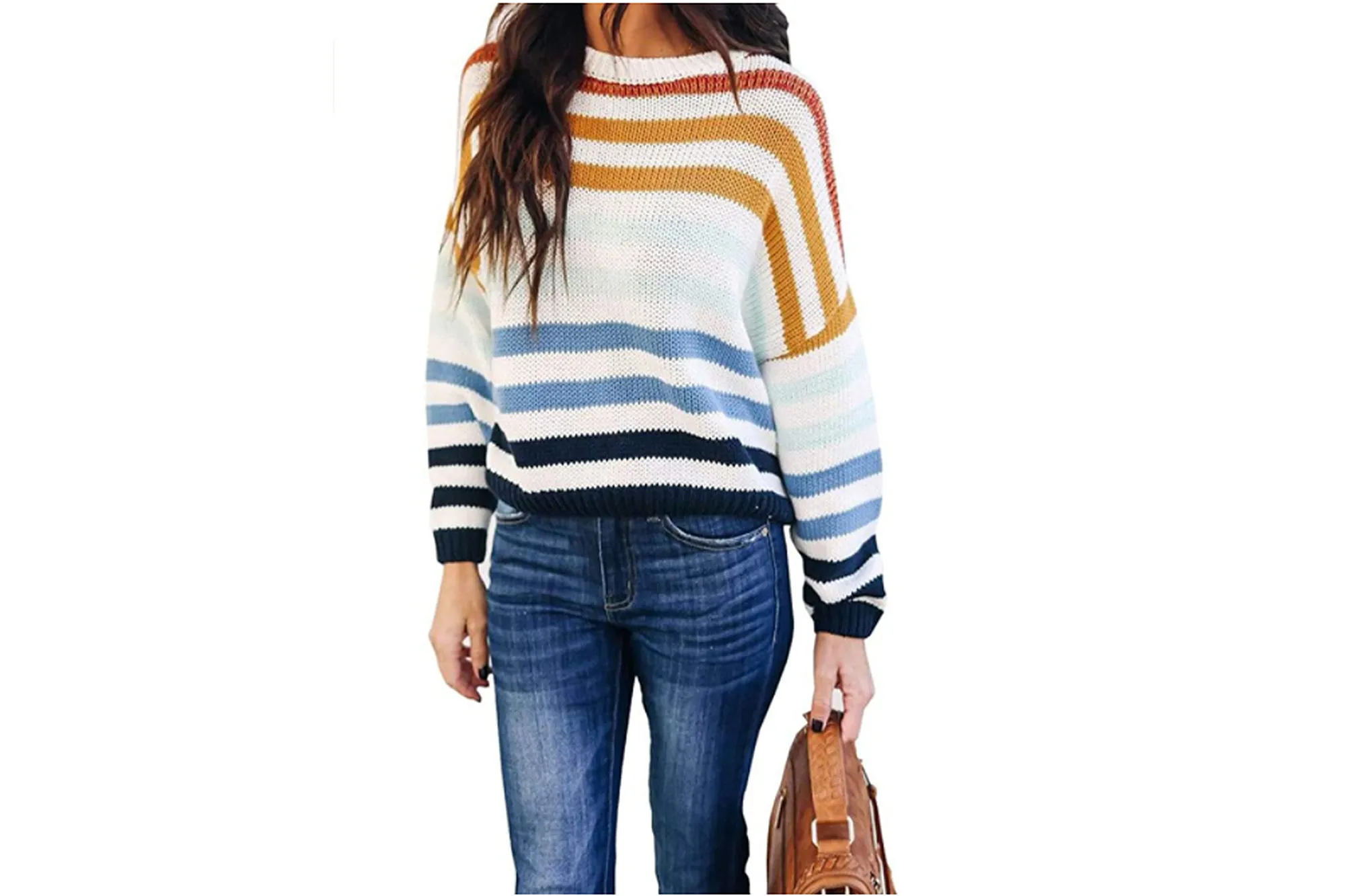 KIRUNDO Women’s Stripe Color Block Short Sweater