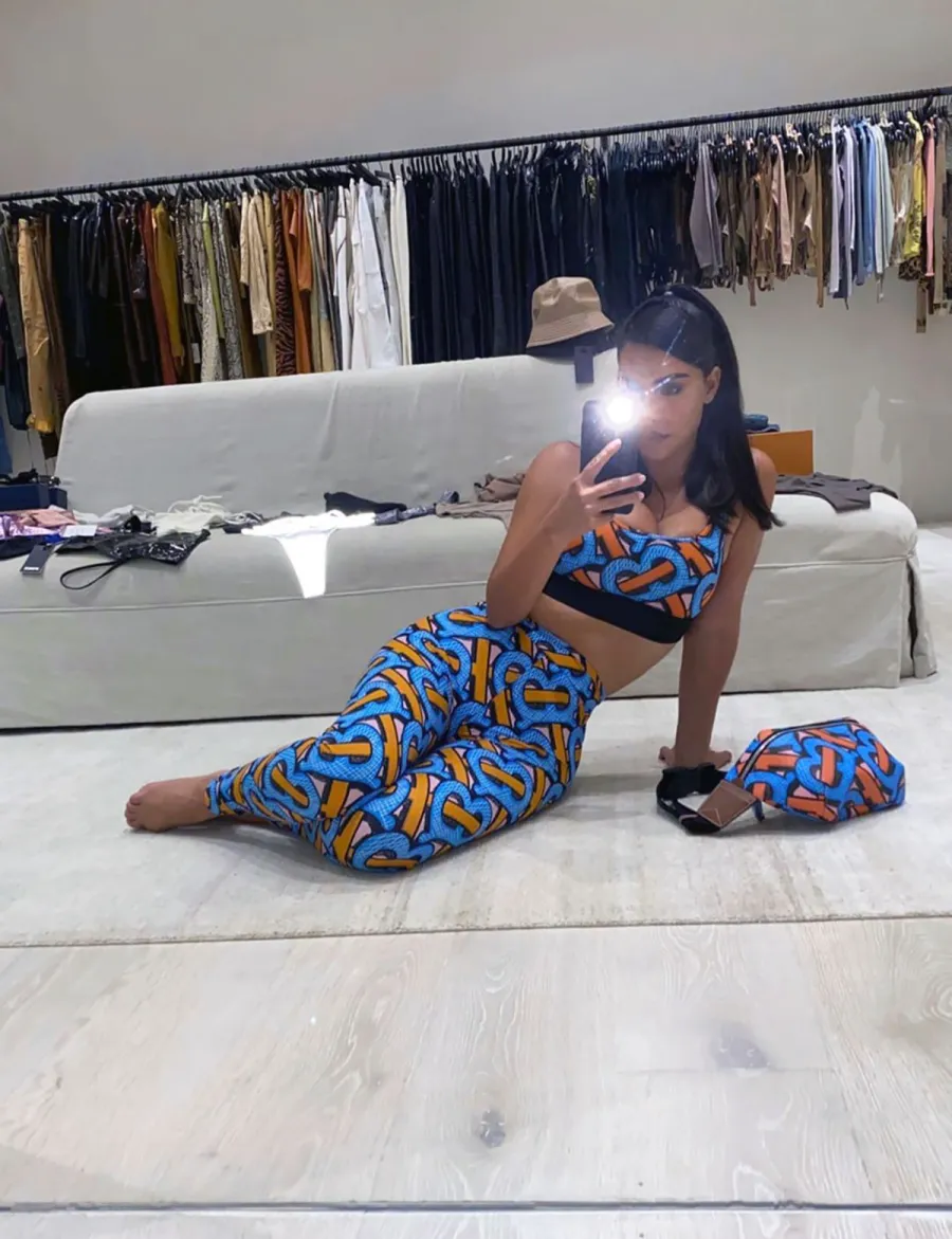 Kim Kardashian Tries on a Skintight Burberry Look