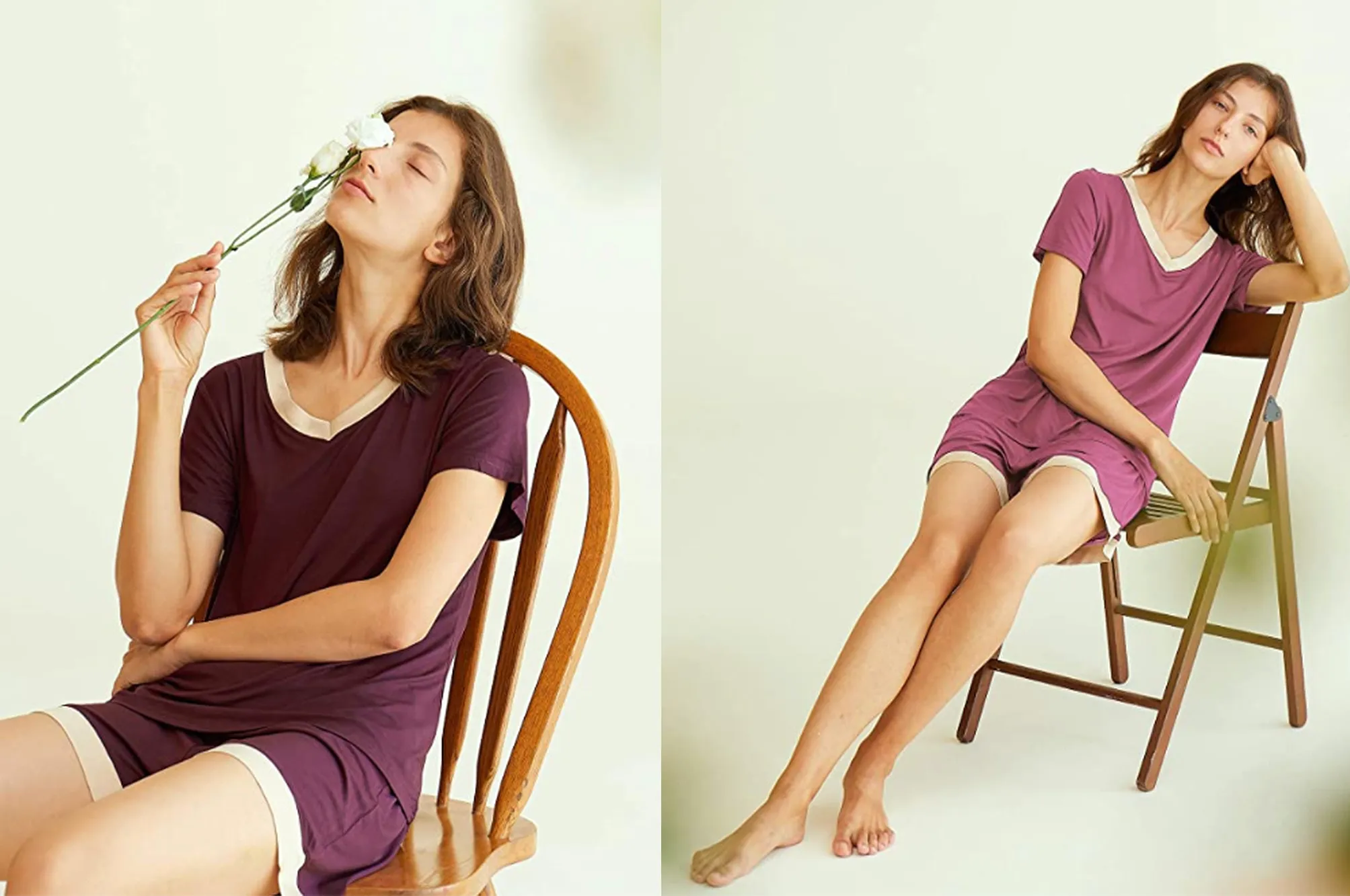 Latuza Women's V-Neck Sleepwear Short Sleeve Pajama Set