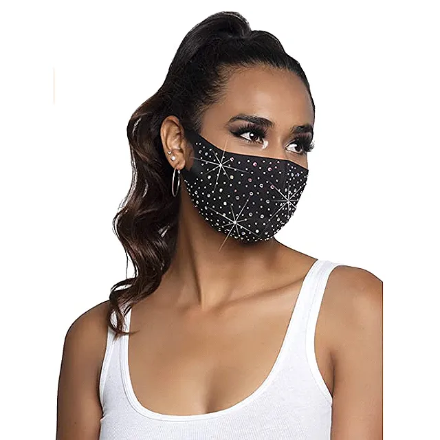 Leg Avenue Rhinestone Fashionable Face Mask (Naya Black)