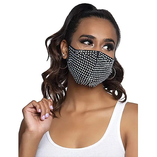 Leg Avenue Rhinestone Fashionable Face Mask (Zuri Black)