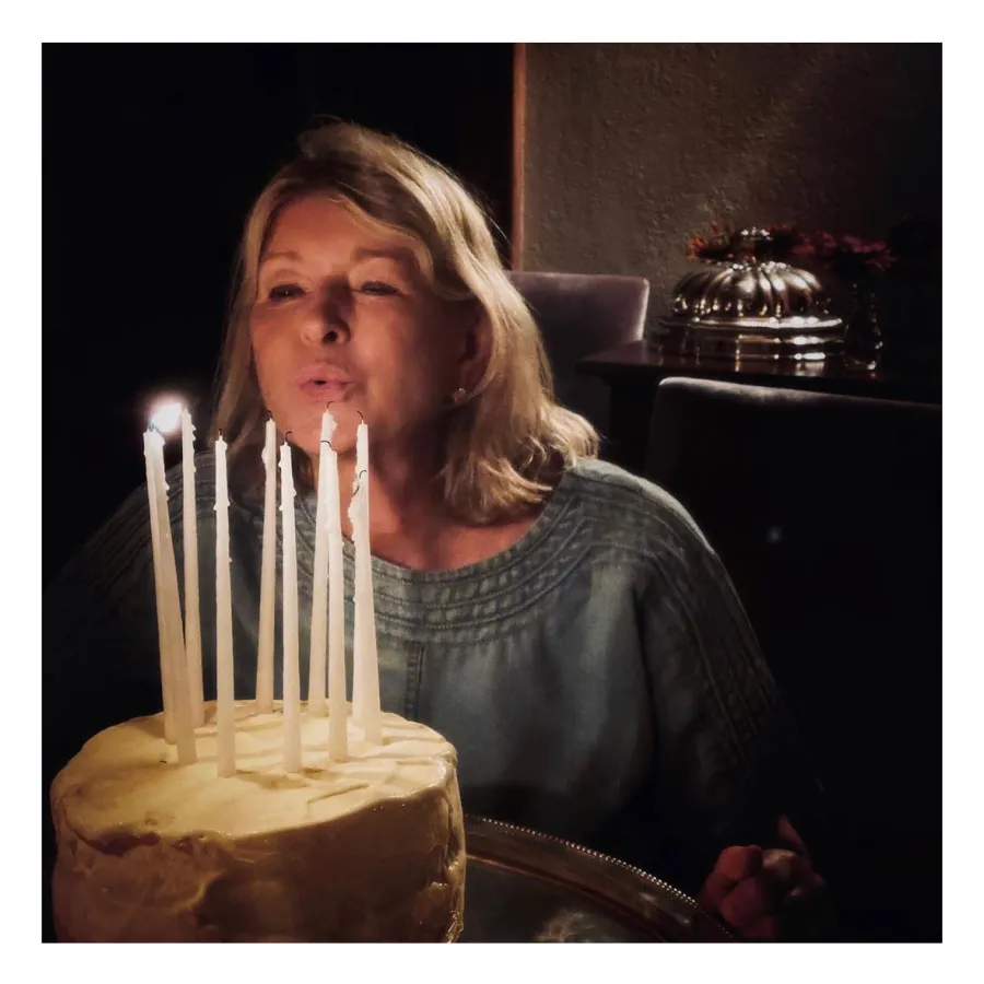 Martha Stewart Celebrates Her 79th Birthday Birthday Cake Blowing Out Candles