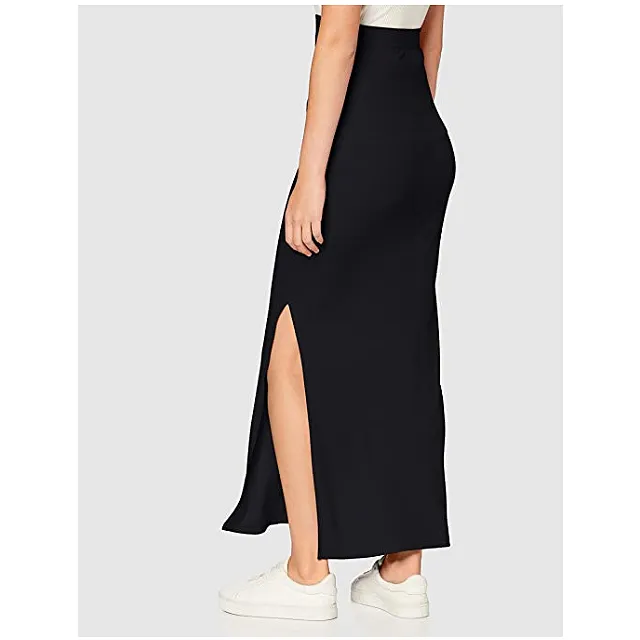 Meraki Women's Rib Maxi Skirt (Black)