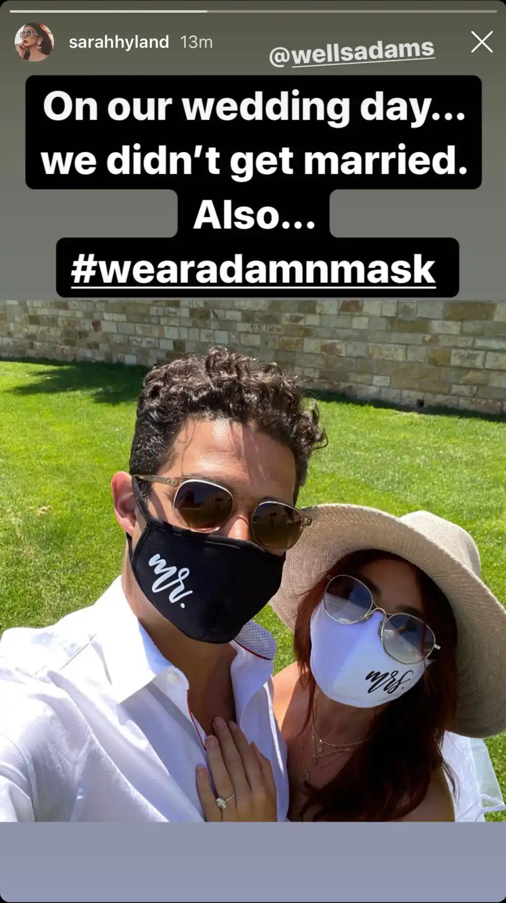 Sarah Hyland and Wells Adams Celebrate Their Postponed Wedding Day