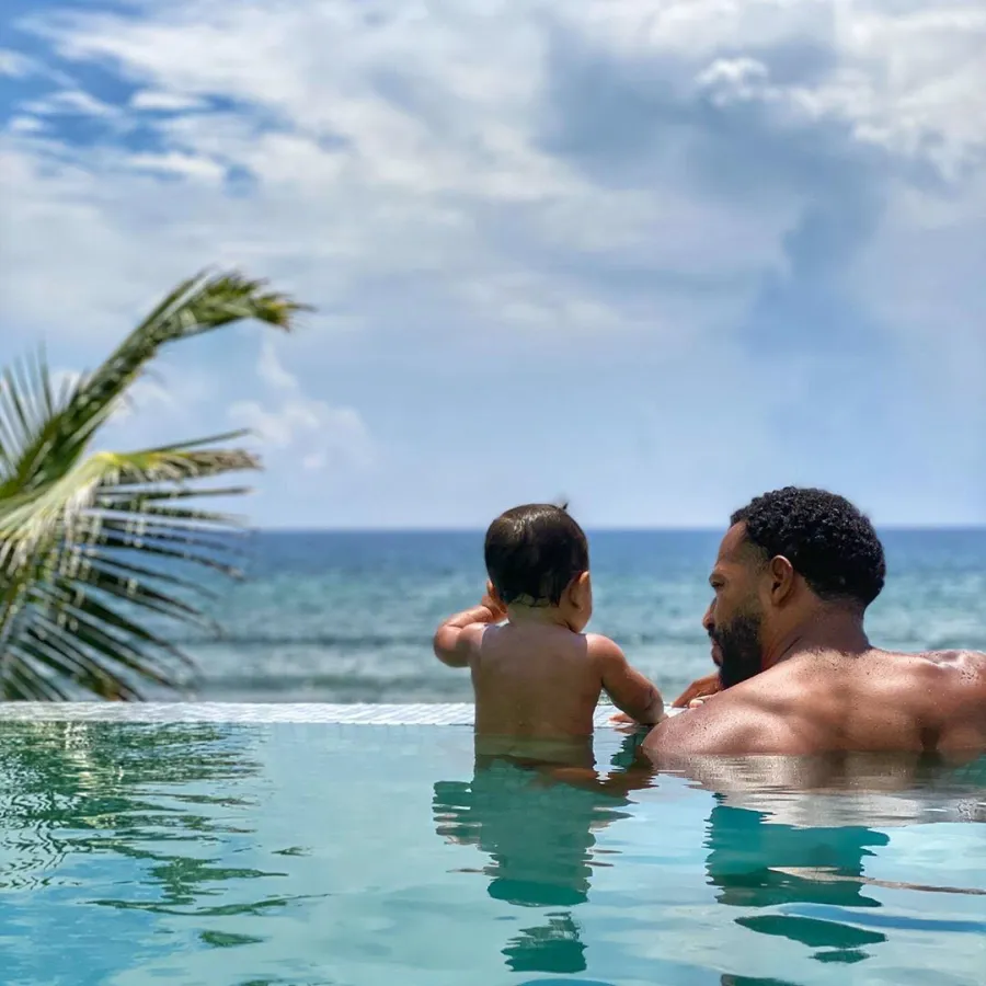 Summer Swimming Ashley Graham Son Celeb Kids Playing in Pools