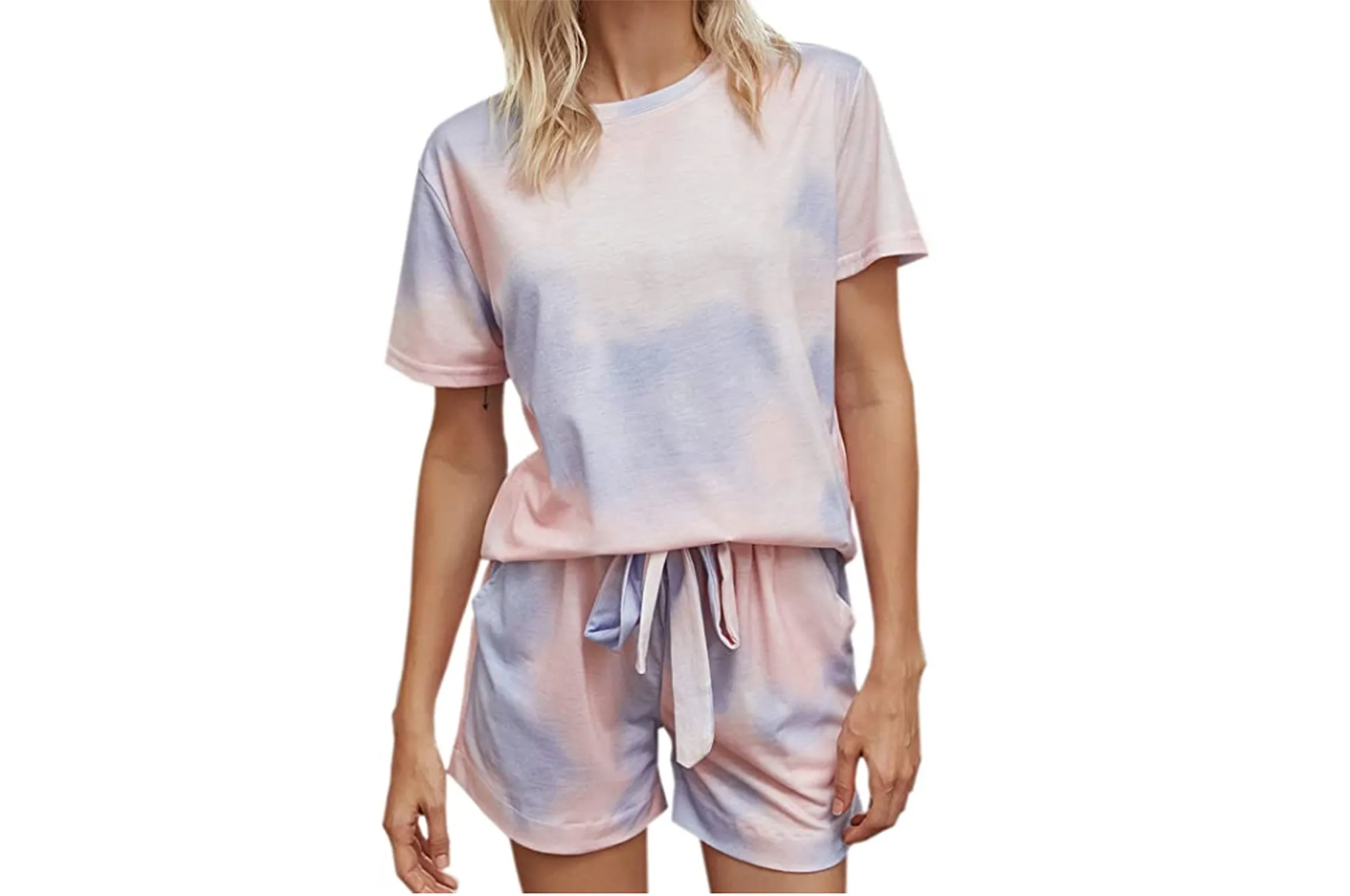 Theenkoln Women's Pajama Tie Dye Short Sleeve Shorts Set