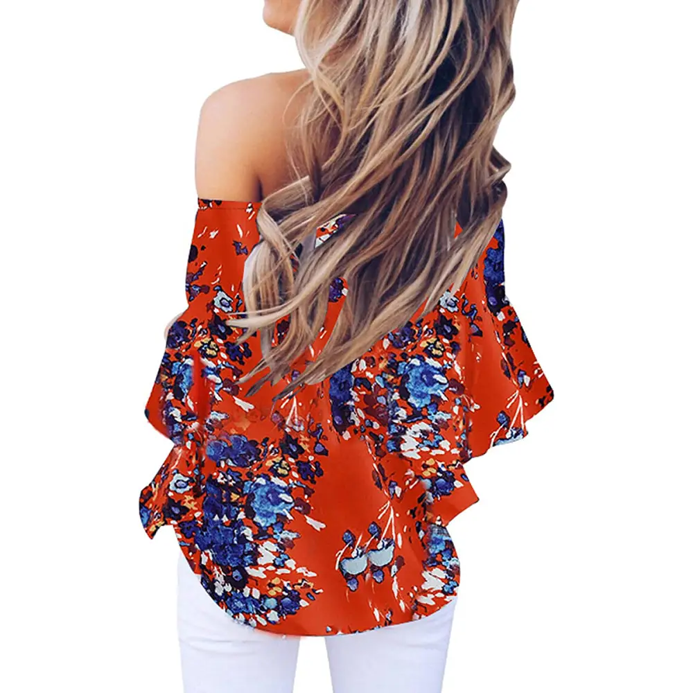 Asvivid Summer Floral Off-the-Shoulder Top