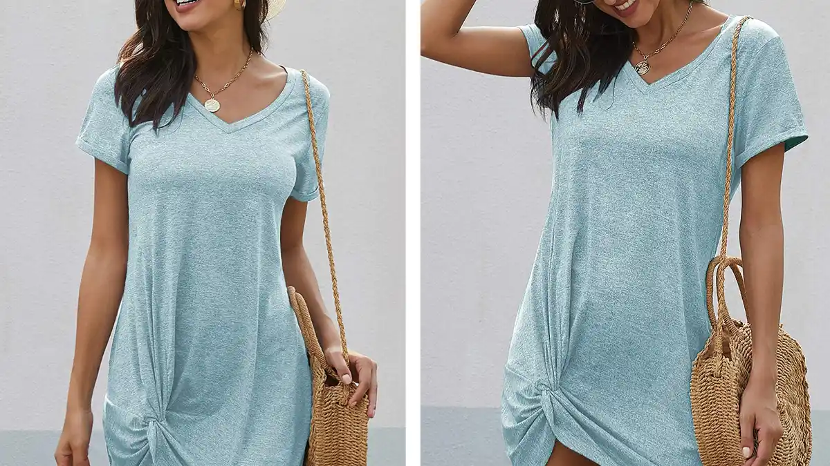 Dearlovers Short Sleeve T-Shirt Side Knot Mini Dress