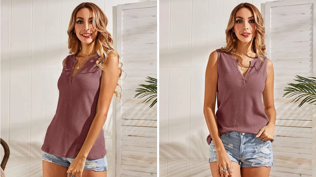 DellyTop Waffle Knit Summer Sleeveless Tank Top