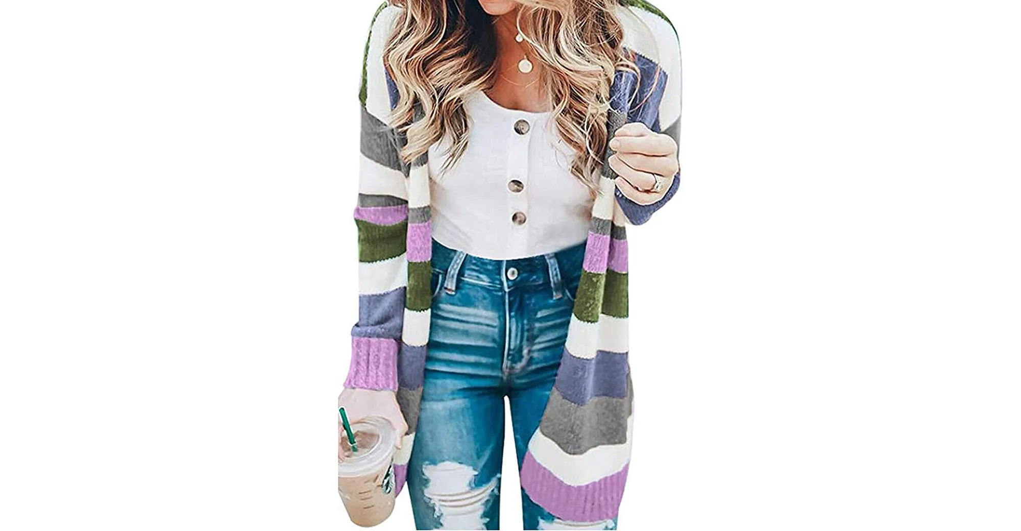 KIRUNDO Open Front Long Cardigan