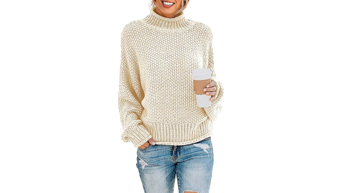 ZESICA Turtleneck Long Batwing Sleeve Sweater