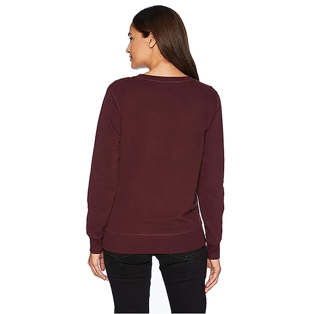 Amazon Essentials Women's French Terry Fleece Crewneck Sweatshirt (Burgundy)