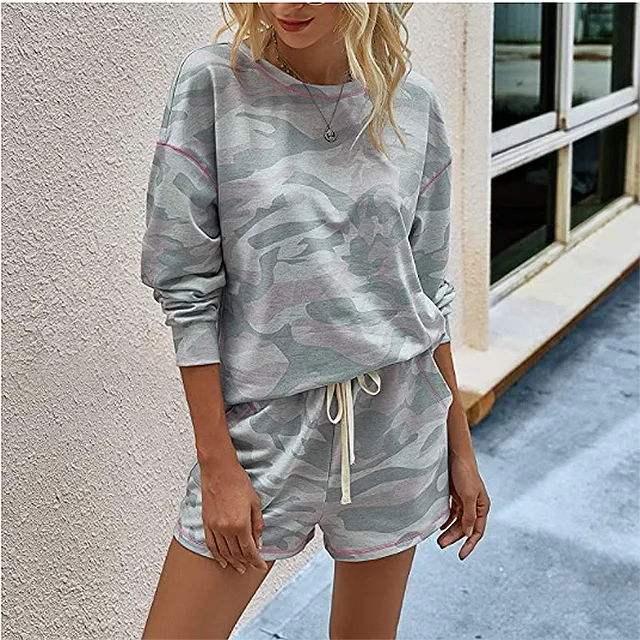 BTFBM Women's Camouflage Print Loungewear Set
