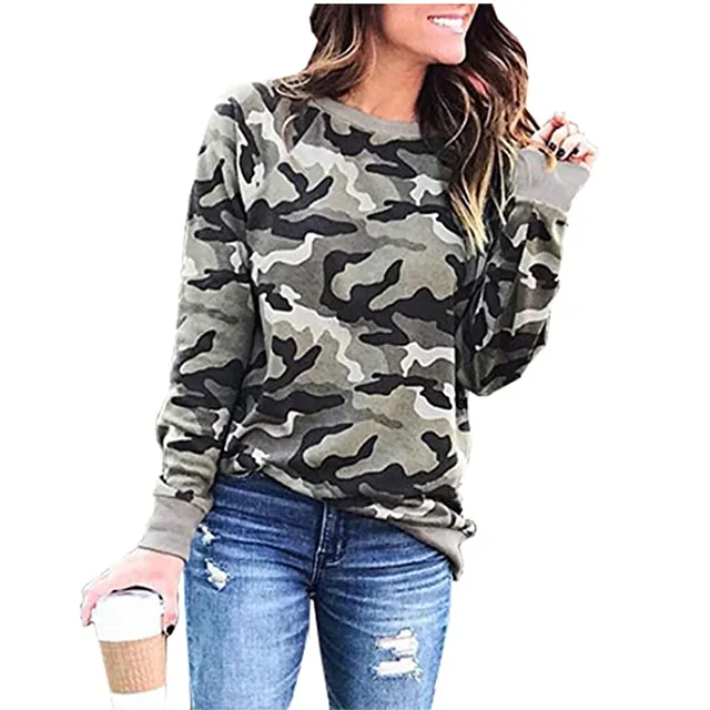 BTFBM Women's Leopard Print Long Sleeve Crew Neck Fit Casual Sweatshirt