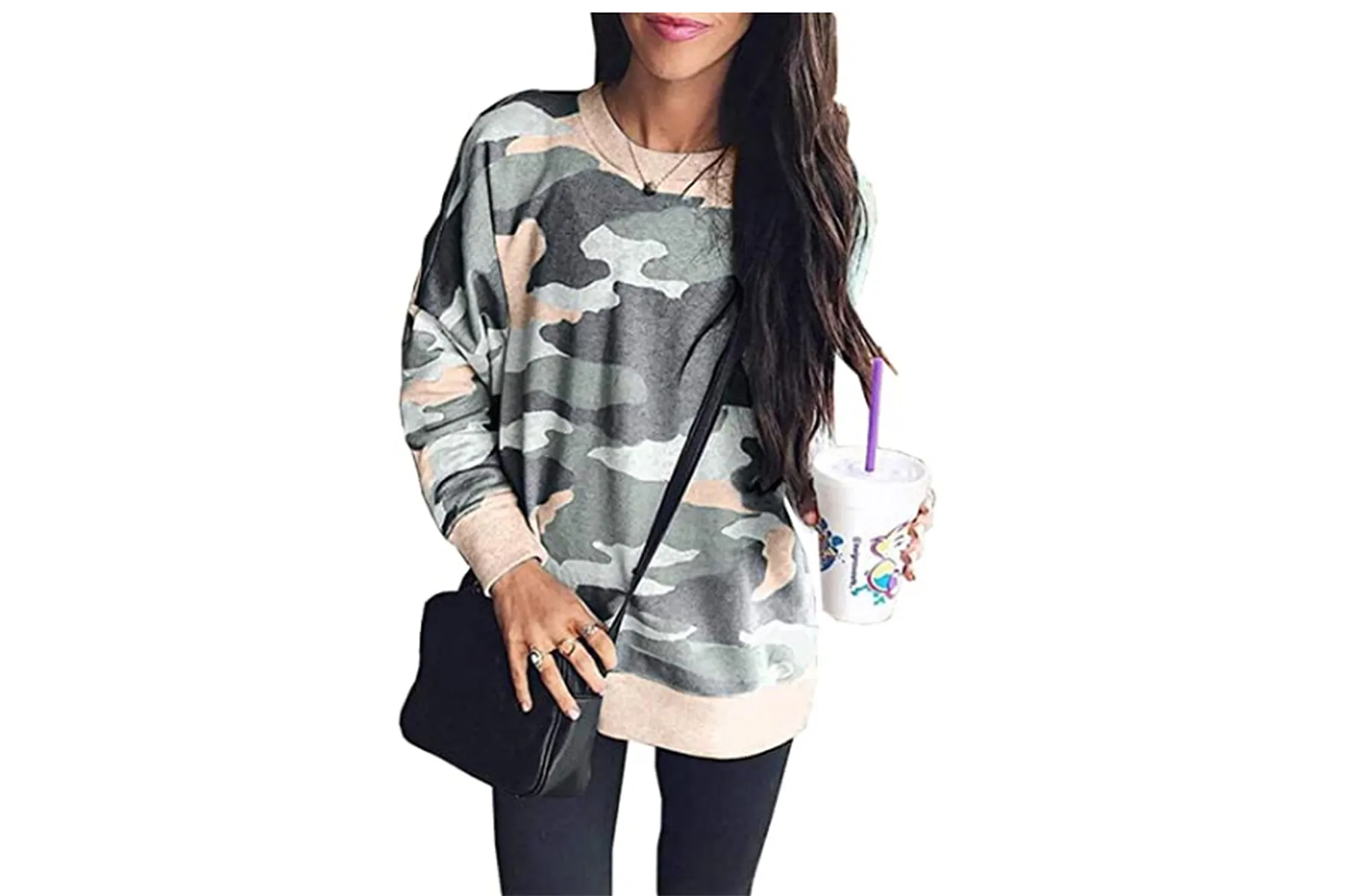 BTFBM Women's Leopard Print Long Sleeve Crew Neck Fit Casual Sweatshirt