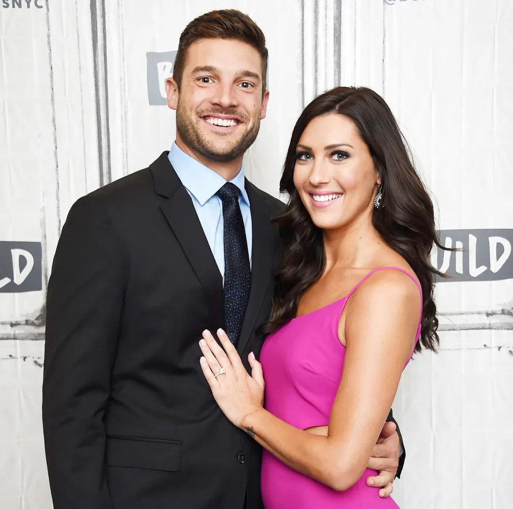 Garrett Yrigoyen and Becca Kufrin participate in the BUILD Speaker Series Becca Kufrin Jokes About Dating One of Clare Crawley Bachelorette Castoffs After Garrett Yrigoyen Split