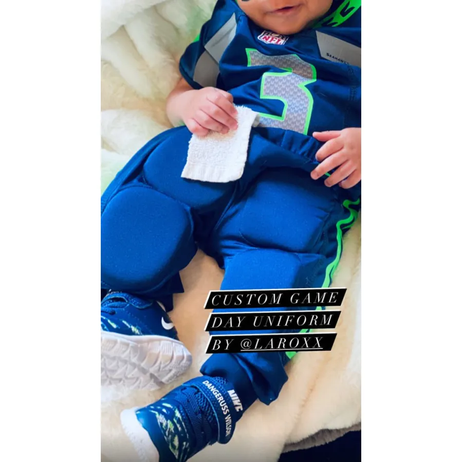Ciara Dresses 1-Month-Old Son Win in Football Uniform Ahead of Russell Wilson Game