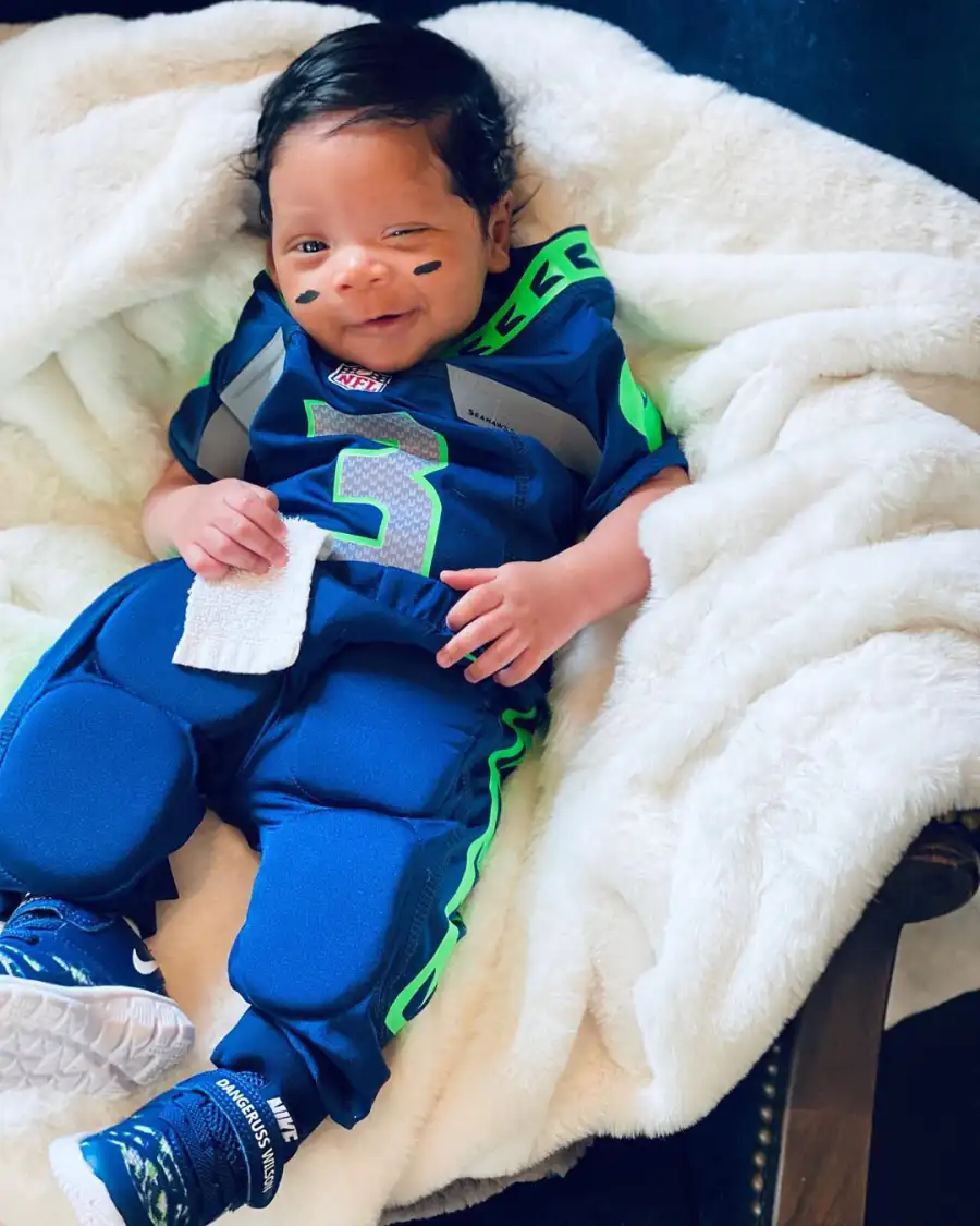 Ciara Dresses 1-Month-Old Son Win in Football Uniform Ahead of Russell Wilson Game