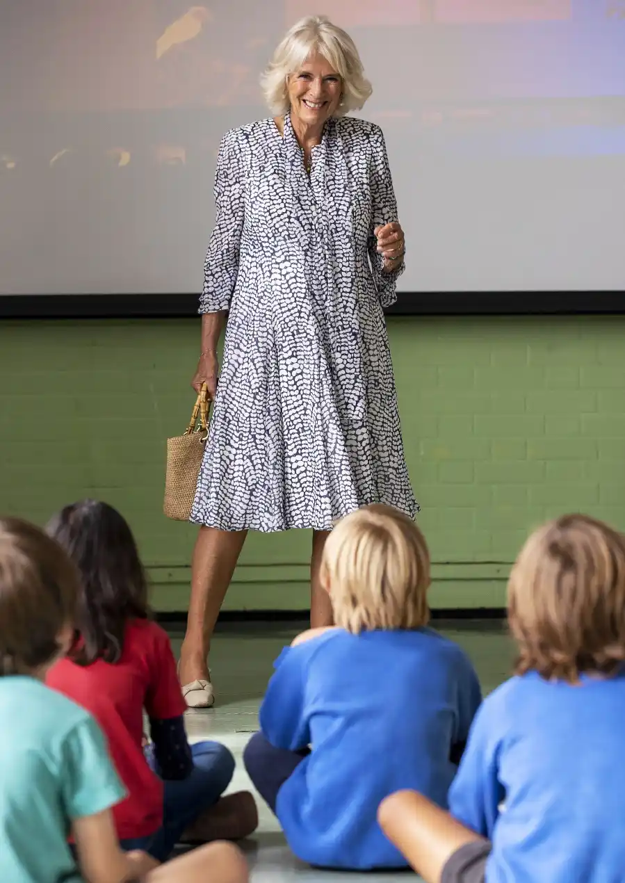 Duchess Camilla Dazzles in a Silk Print Frock