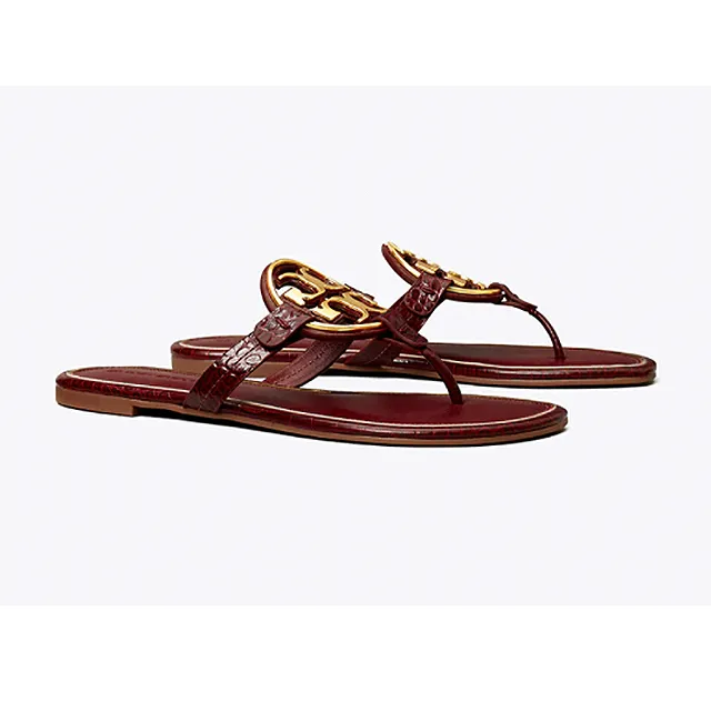 Miller Metal-Logo Sandal, Leather