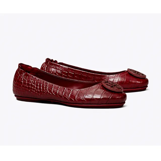 Minnie Travel Ballet Flat, Embossed Leather
