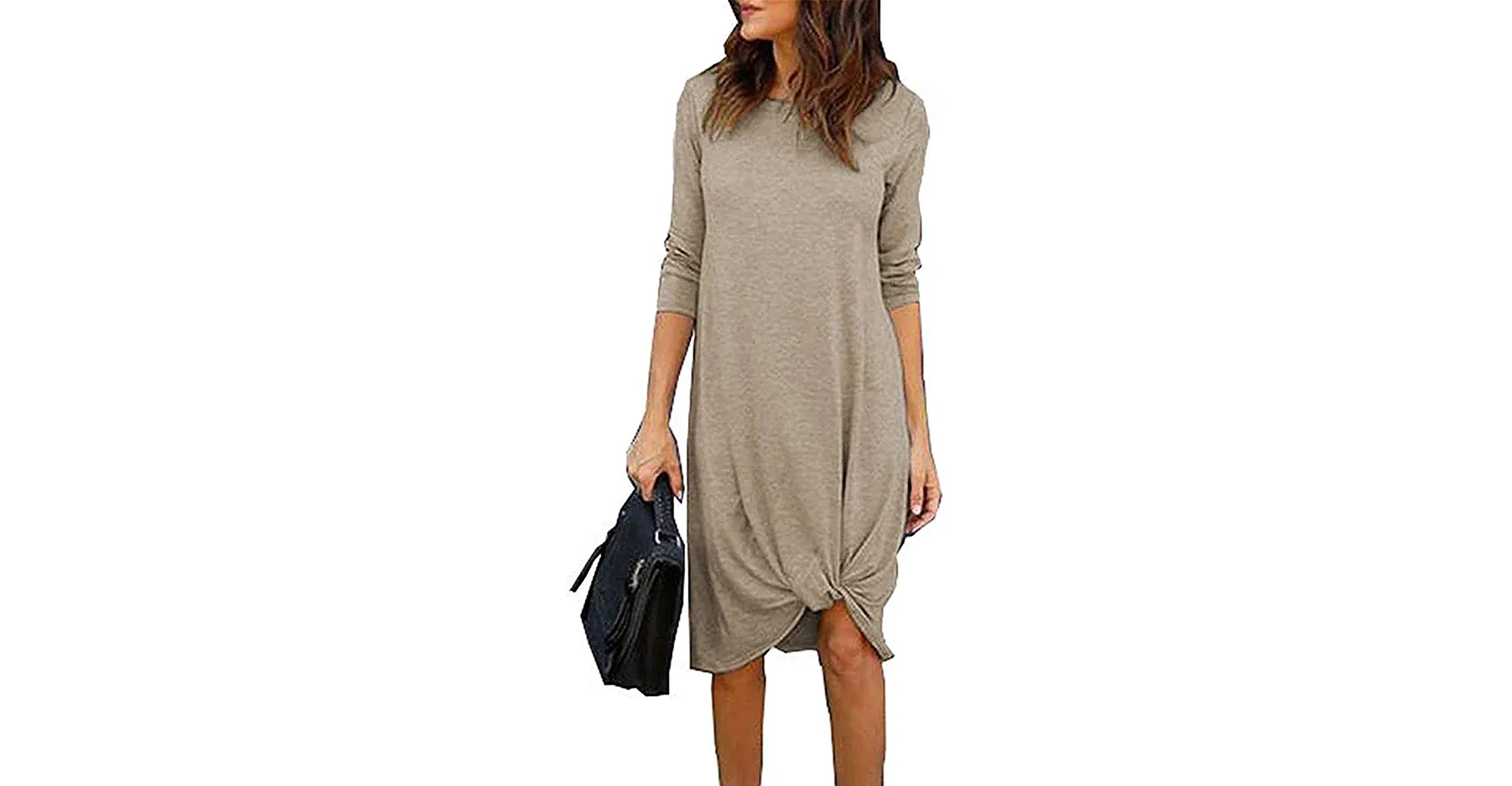 Chvity Long-Sleeve Twist Front Midi Dress