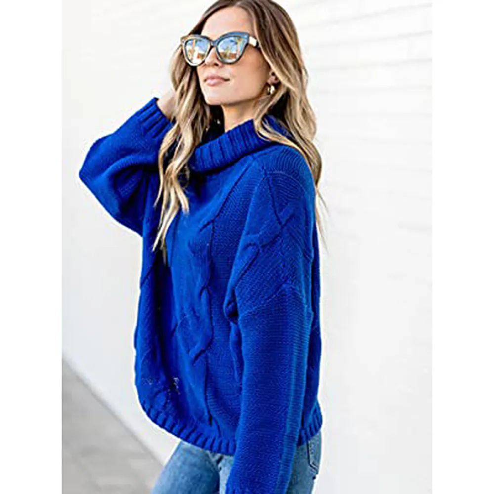 Dokotoo Solid Turtleneck Pullover Sweater