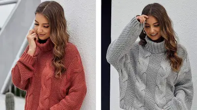 Dokotoo Solid Turtleneck Pullover Sweater