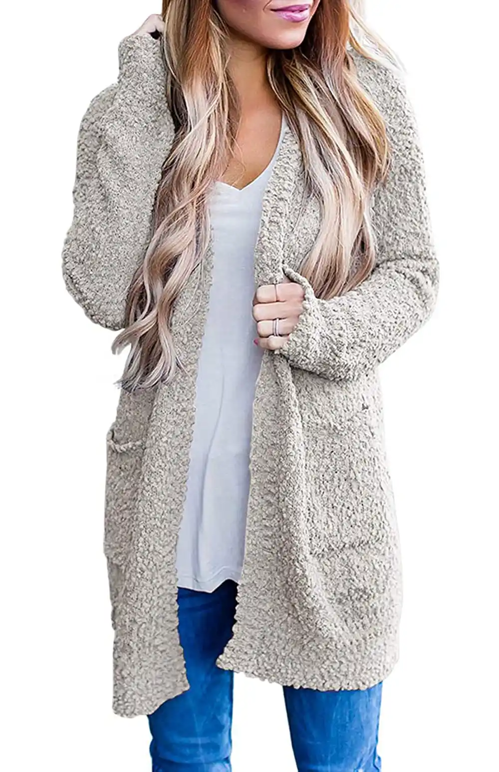 MEROKEETY Long-Sleeve Soft Knit Cardigan