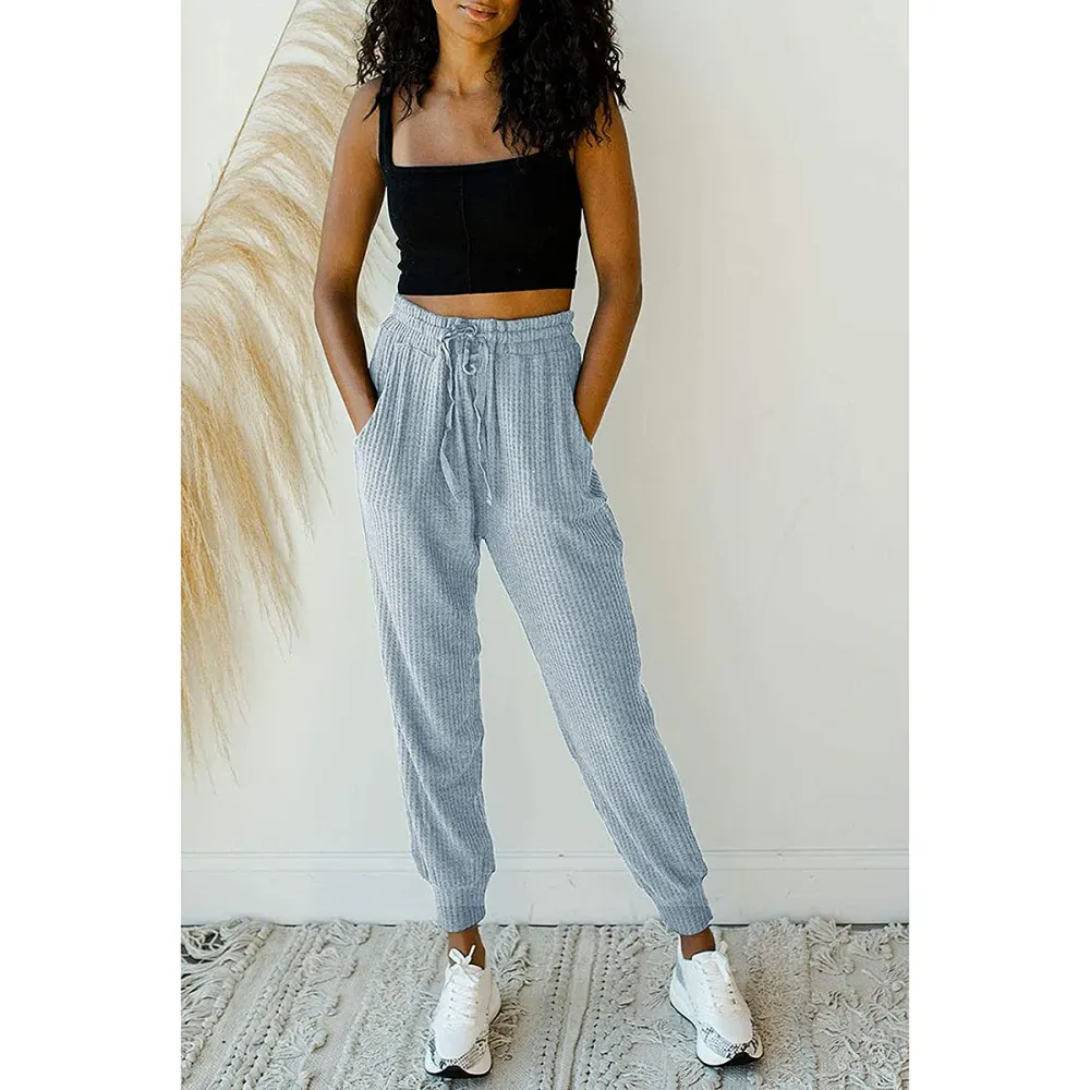 MIROL Drawstring Waffle Knit Joggers