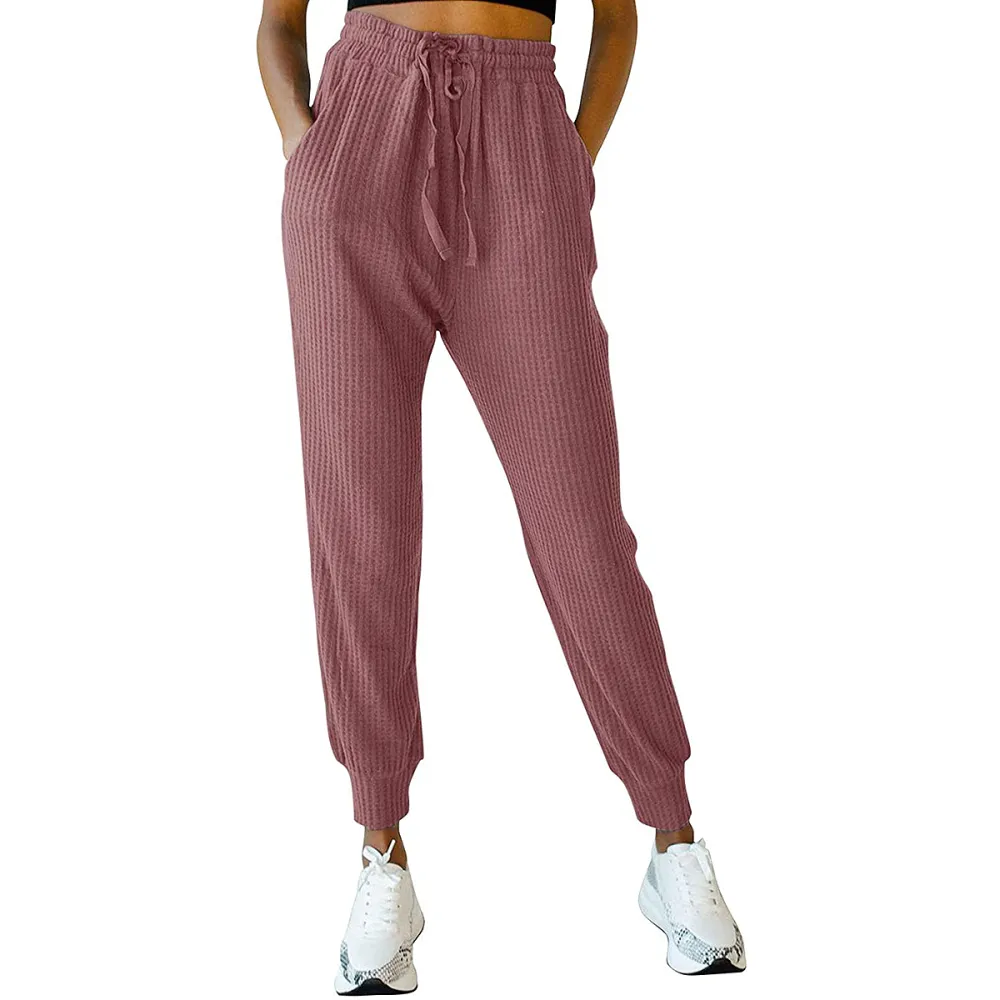 MIROL Drawstring Waffle Knit Joggers