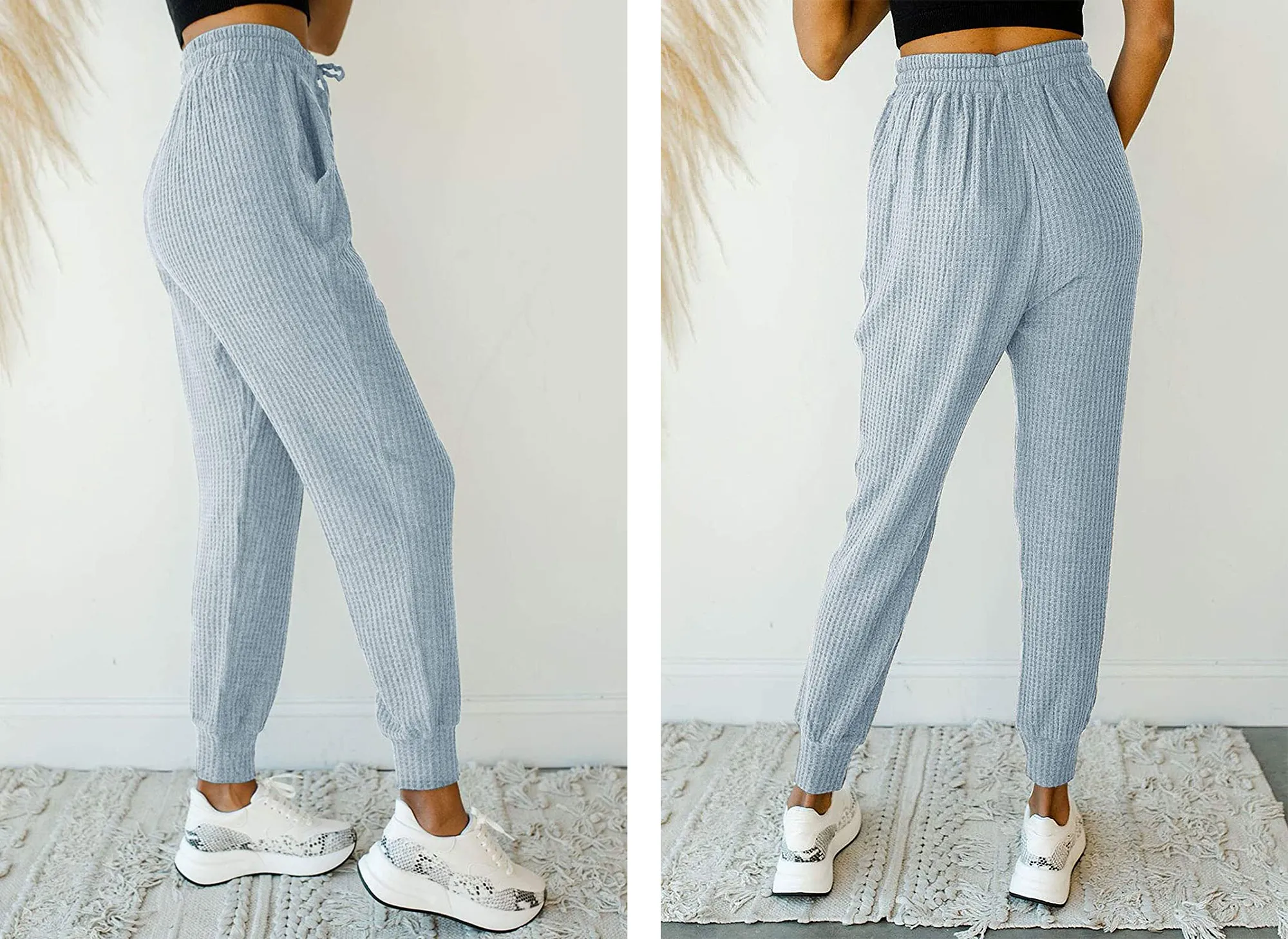 MIROL Drawstring Waffle Knit Joggers