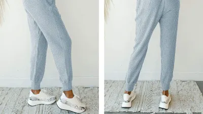 MIROL Drawstring Waffle Knit Joggers