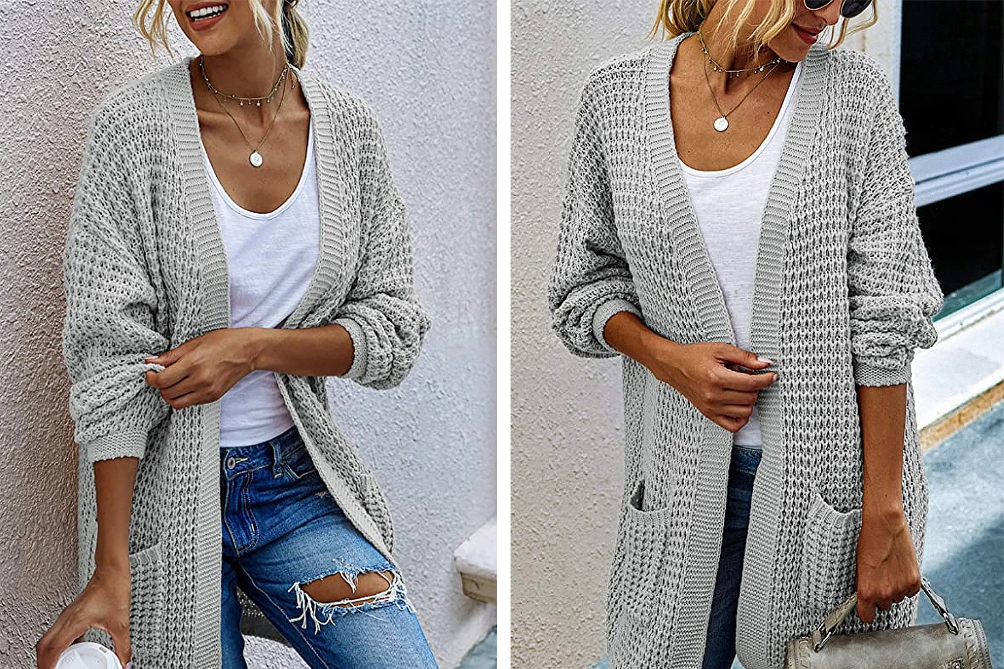 Alelly Women's Open Front Long Sleeve Chunky Sweater