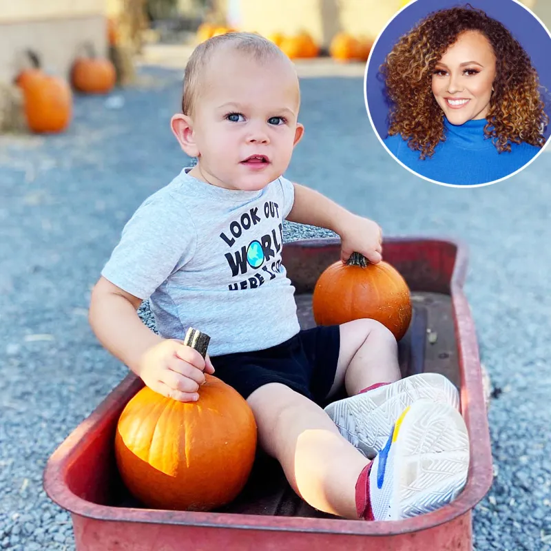 Ashley Darby and Son Deacon at Pumpkin Patch